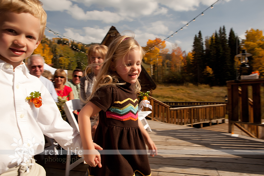flower girl and ring bearer at gorrono ranch in Telluride Colorado 
