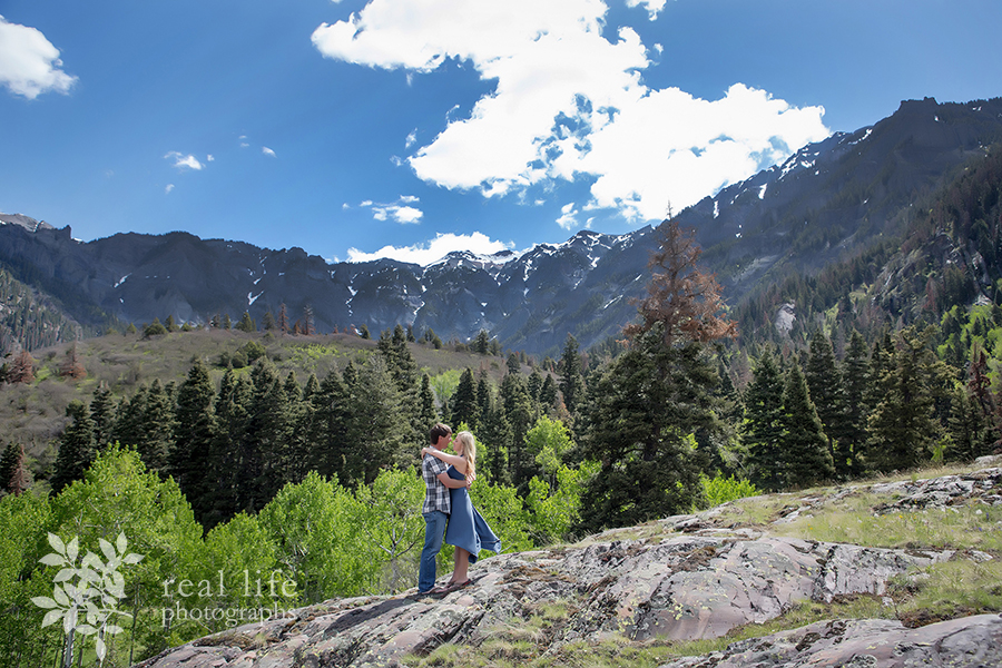 Ouray engagement session in the mountains, couple hugging