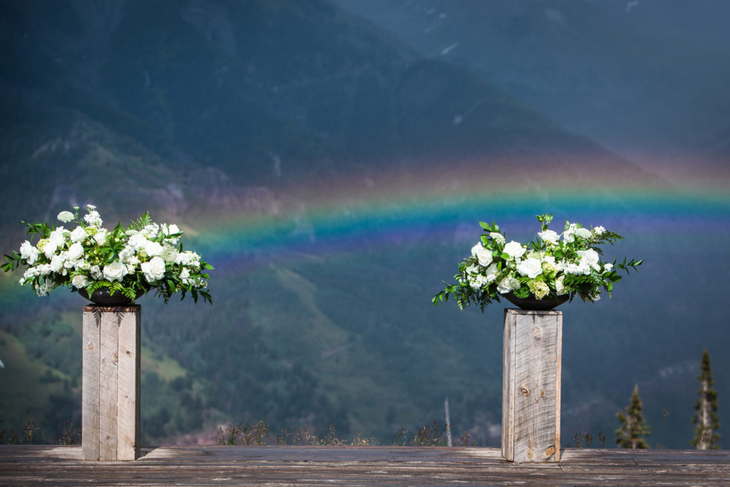 San Sophia Overlook Wedding in Telluride Colorado.  Photographed by Telluride wedding photographer Real Life Photographs rainbow