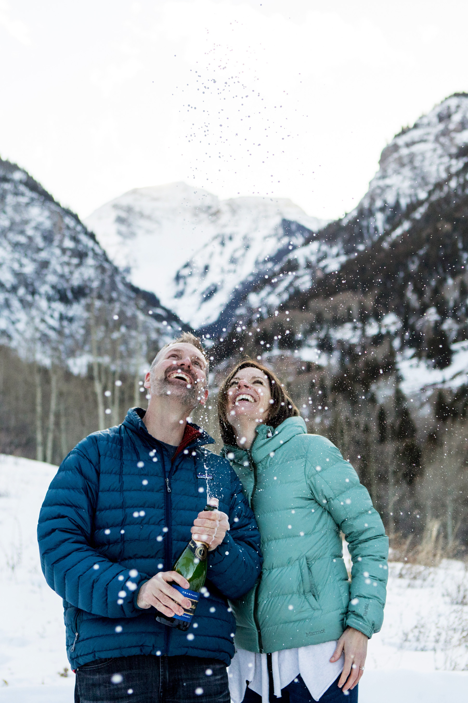 Telluride Engagement Session in the San Juan Mountains with champagne