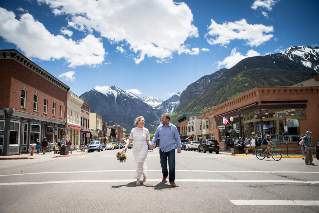 elopement Photographs in Telluride on Main Street