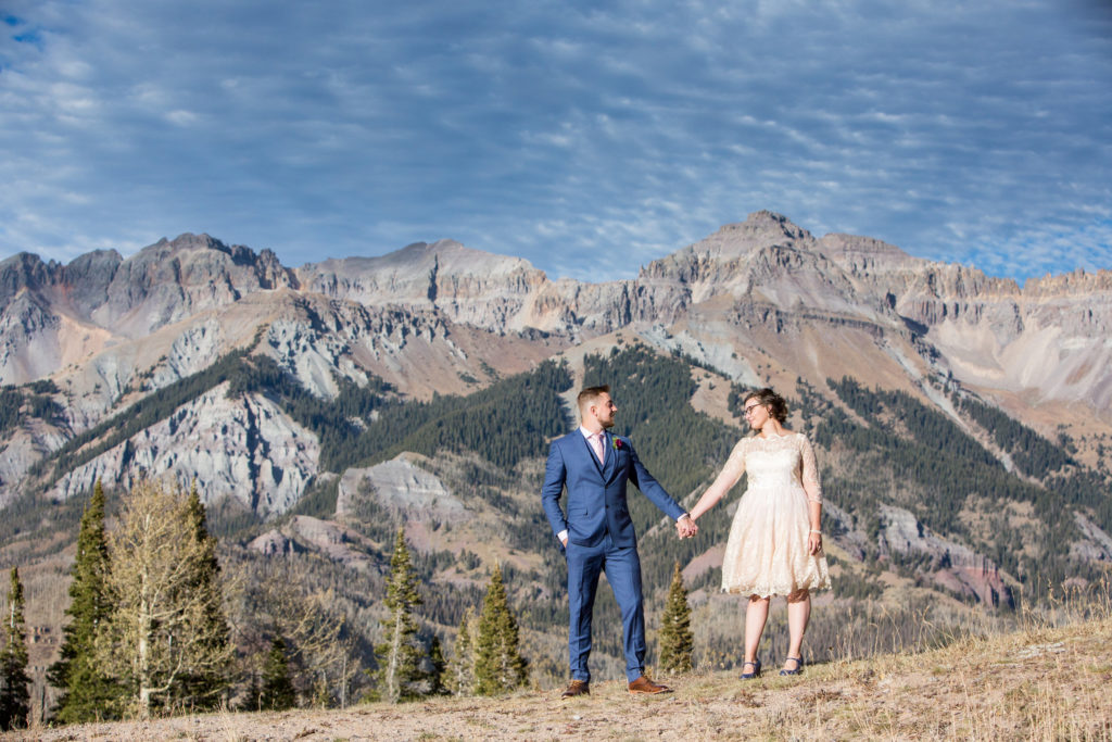 Couple elopes at San Sophia Overlook in Telluride Colorado photographed by Real Life Photographs