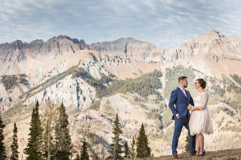 Couple elopes at San Sophia Overlook in Telluride Colorado photographed by Real Life Photographs