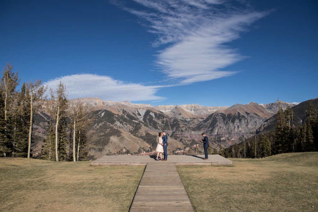 First kiss as husband and wife in Telluride, Colorado