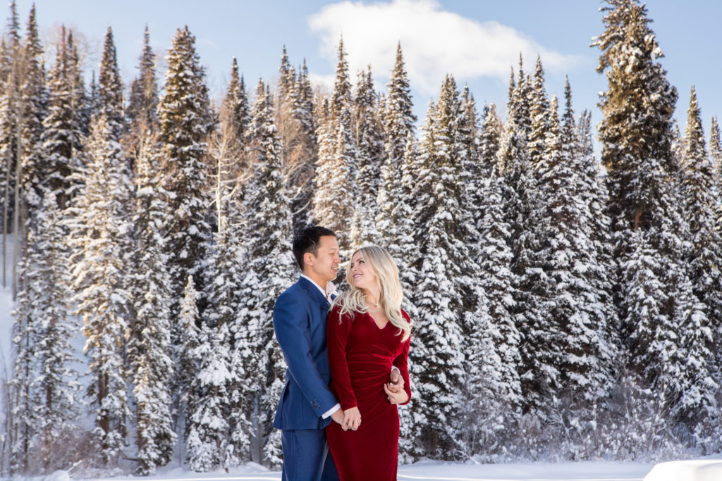 Telluride winter engagement photographed by telluride wedding photographer Real Life Photographs