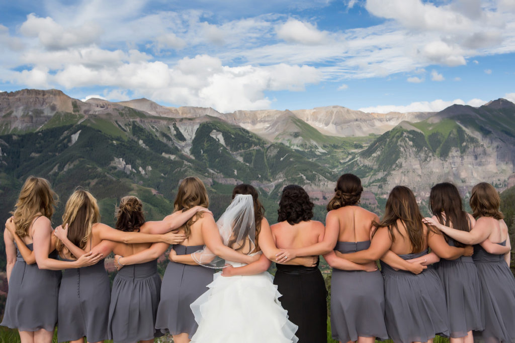 Telluride, Colorado lesbian bridal party at San Sophia Overlook