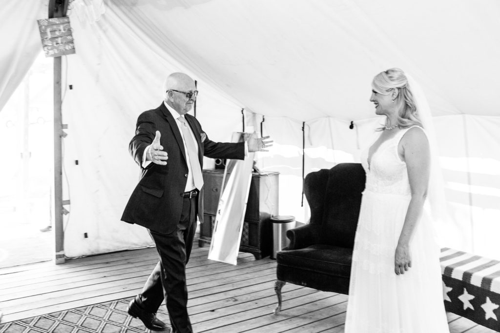 a first look with a bride and her dad