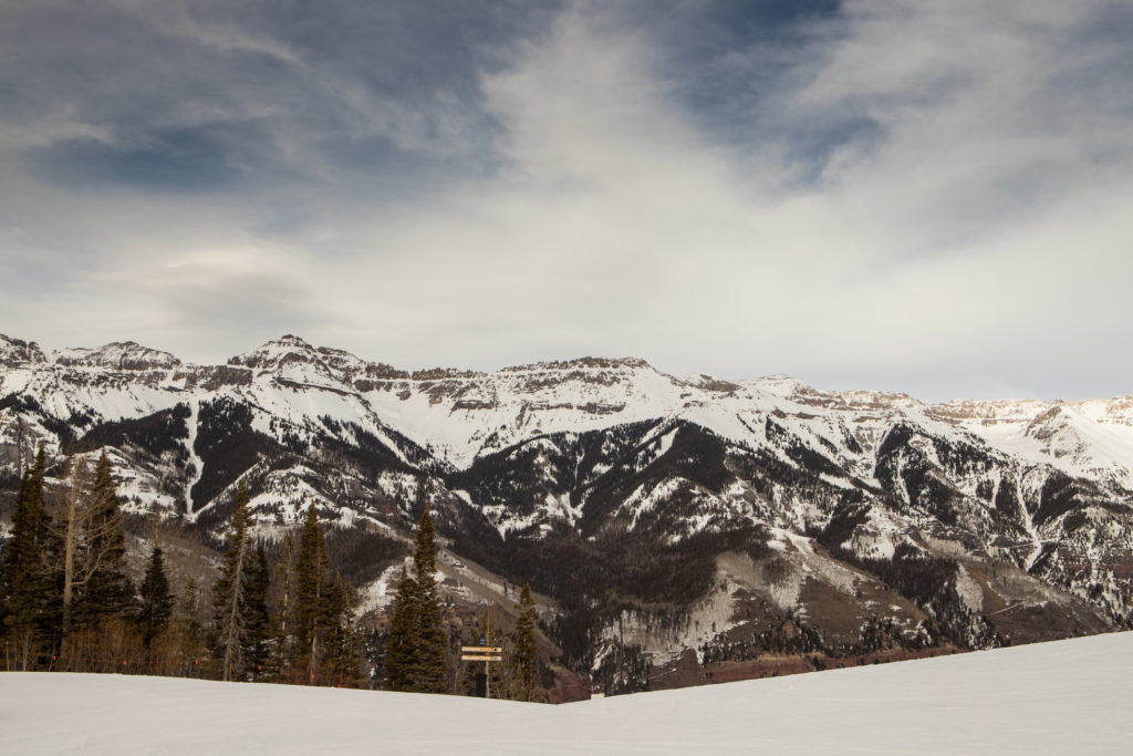 top of the Telluride ski area in the spring time