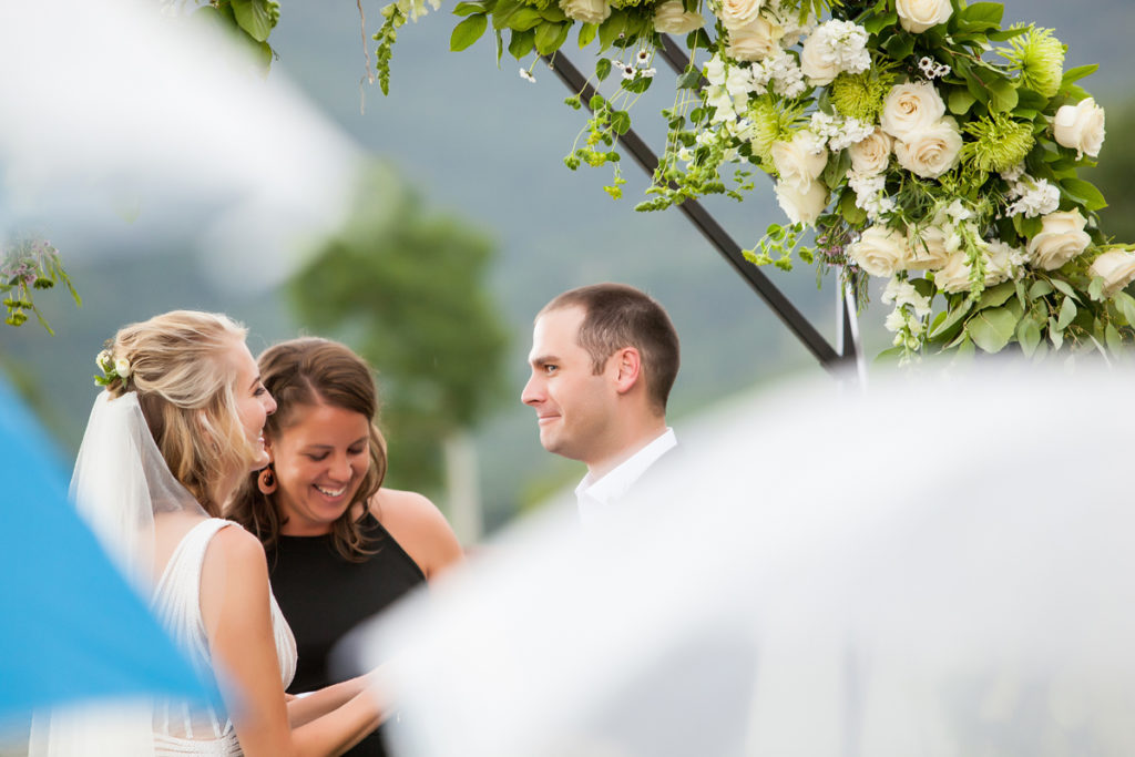 bride and groom share their vows at the Peaks hotel in Telluride, Colorado