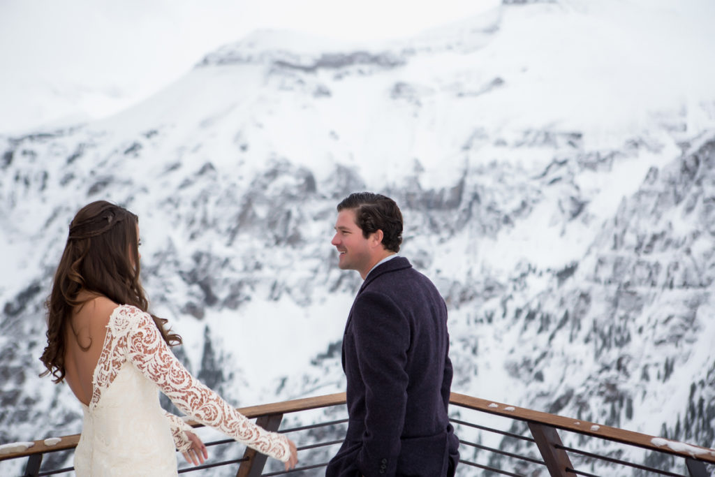 Telluride wedding first look at Tempter House 