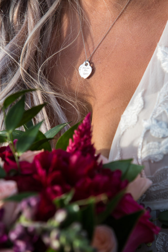 Mrs. Carter necklace on bride