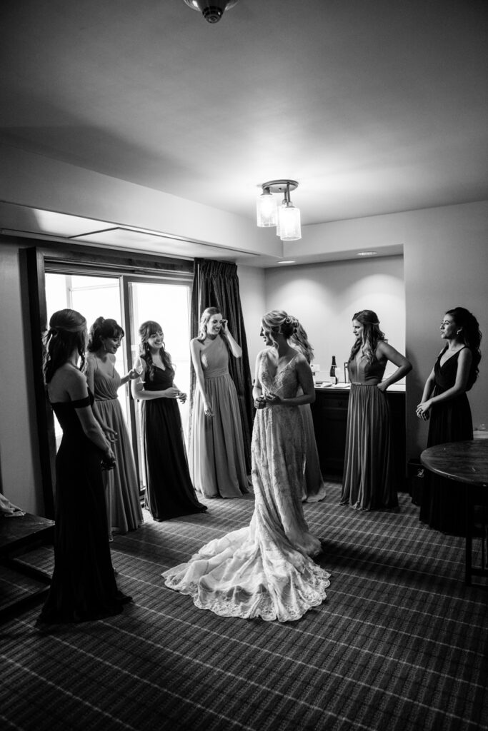 Telluride bride's first look with her bridal party
