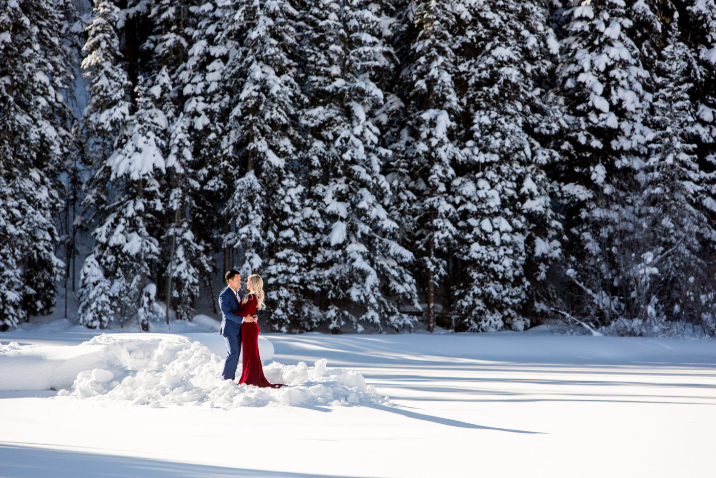Telluride Winter Engagement Session at Elk Pond in Mountain Village photographed by Real Life Photographs Telluride Wedding Photographer